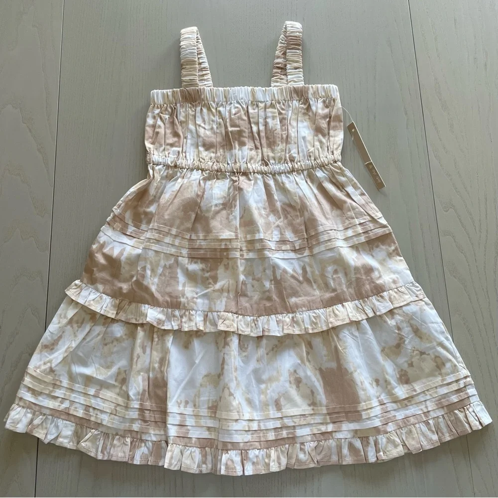 Cleobella Littles Jolene Dress in Watercolor Ikat Beige 3T